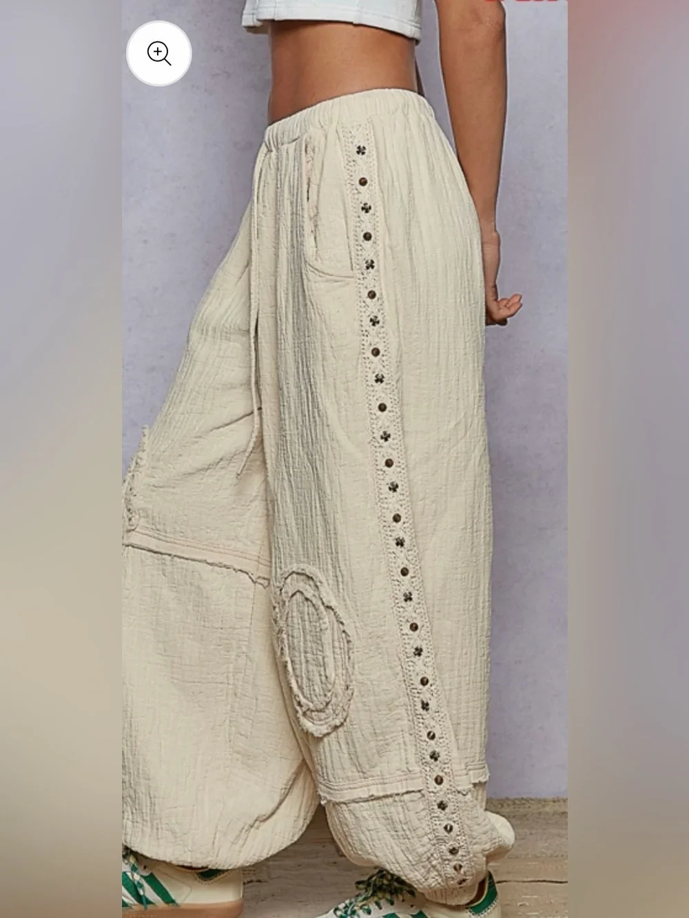 POL CREAM GAUZE STUDDED SWEATPANTS - Picture 3 of 10